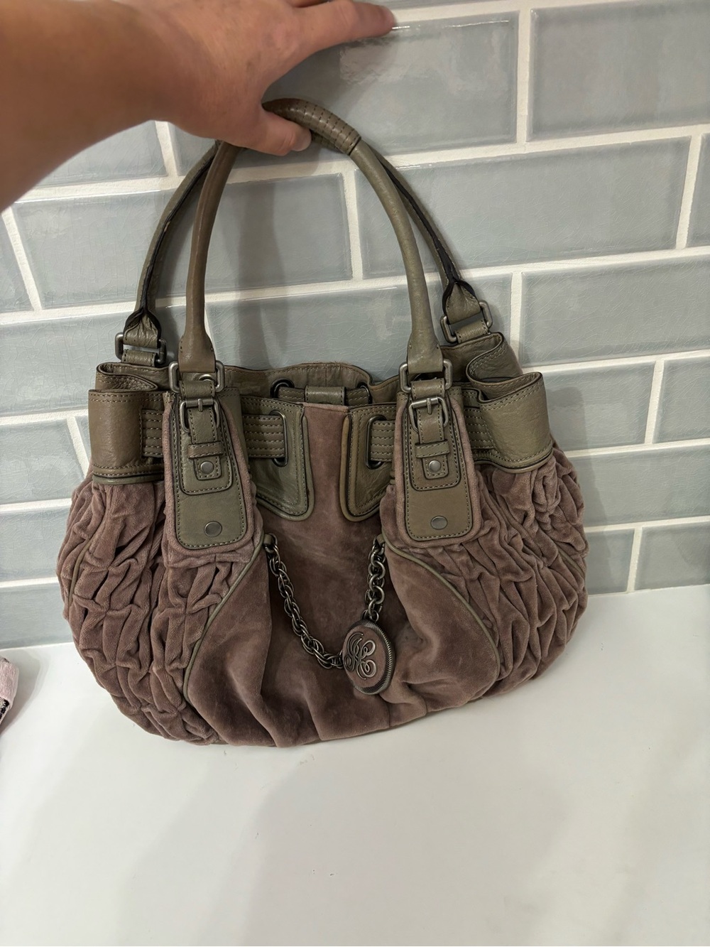 Y2K Juicy Couture light brown shoulder handbag